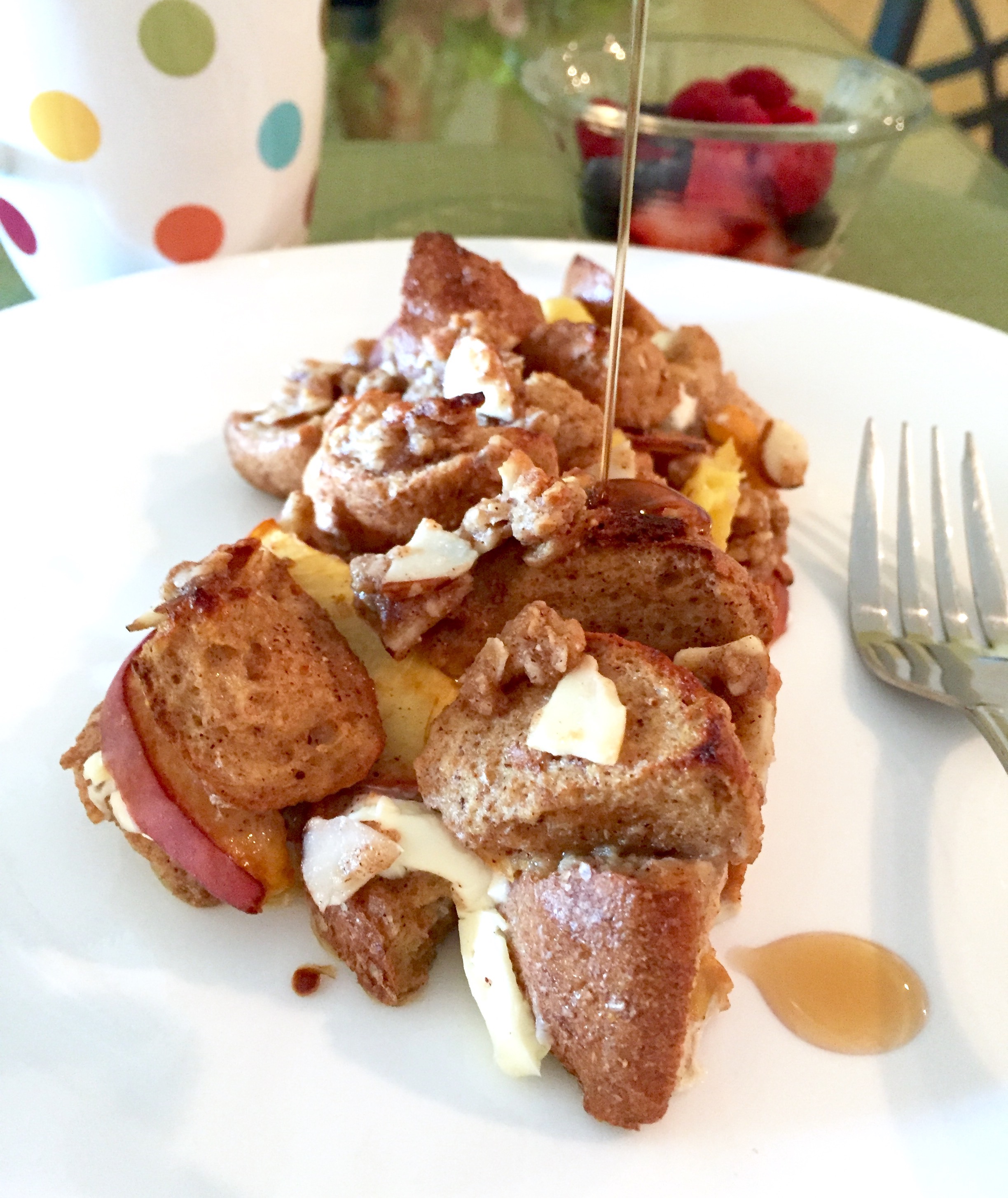 Overnight Peaches N' Cream French Toast Bake